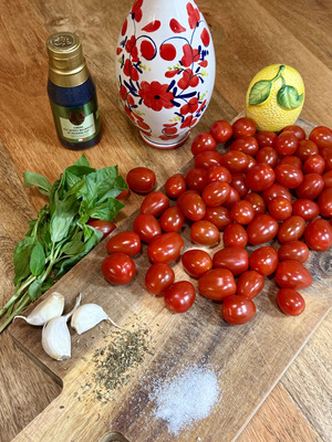 Ingredients for Nonna’s traditional Italian homemade tomato sauce recipe