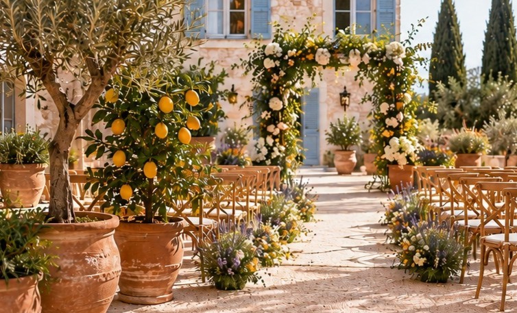 Decorazione con frutta per un matrimonio italiano Dolce Vita