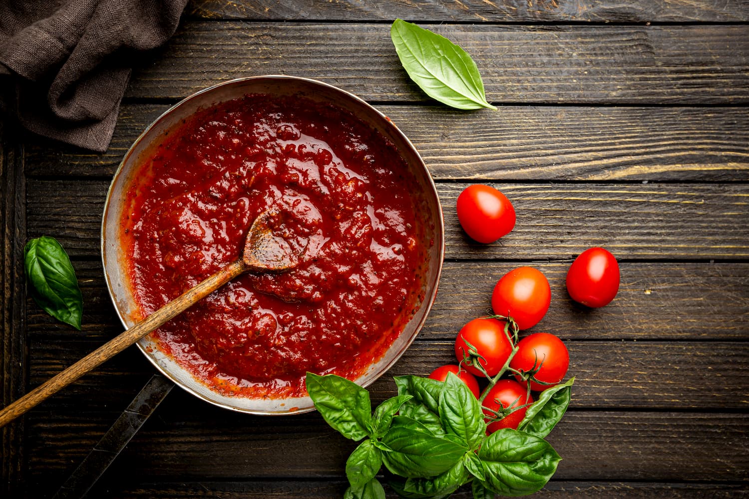 Homemade Italian tomato sauce saucepan