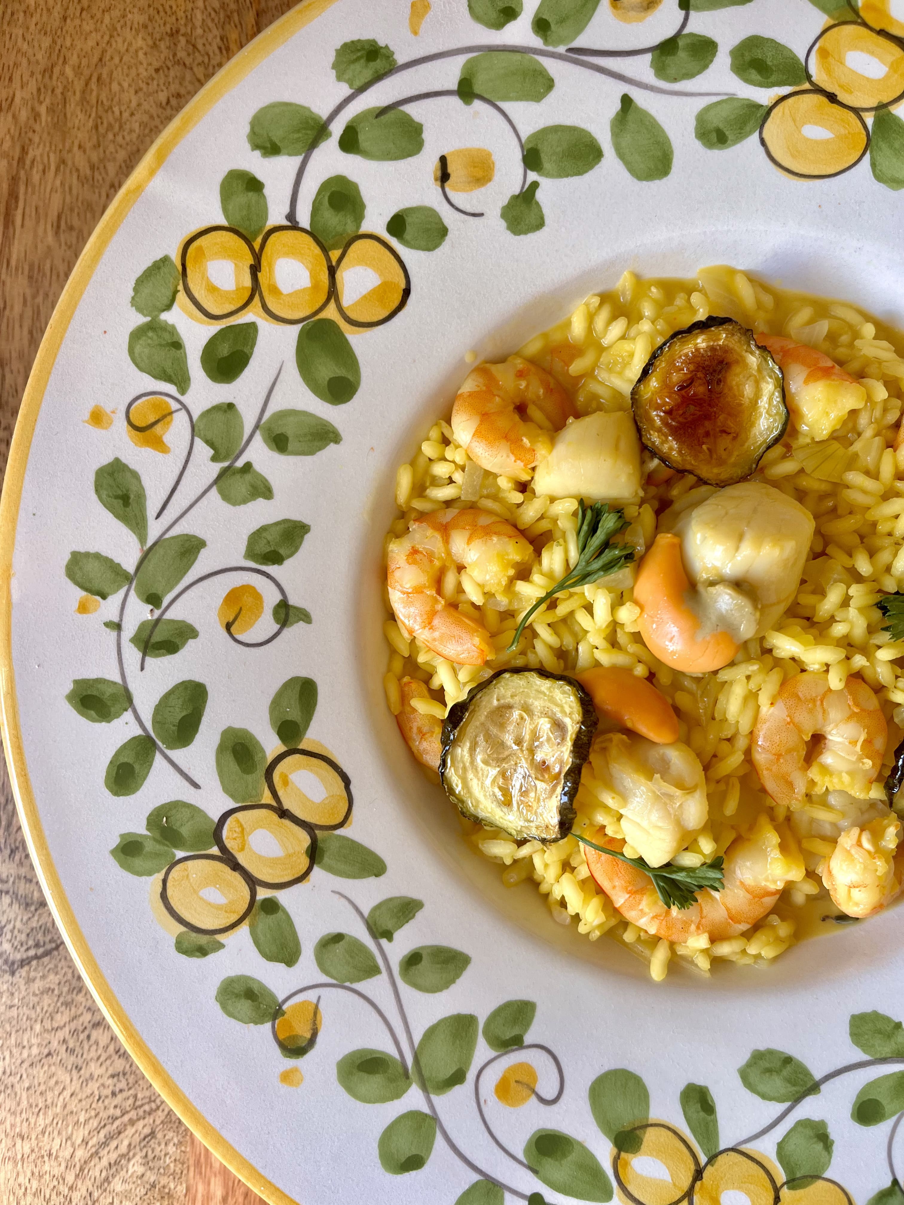 Risotto de la mer aux fruits de mer et courgettes