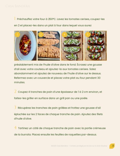 Extrait du livre de recettes de cuisine italienne de Casa Bandera, format eBook