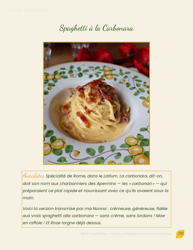 Extrait du livre de cuisine italienne de Casa Bandera