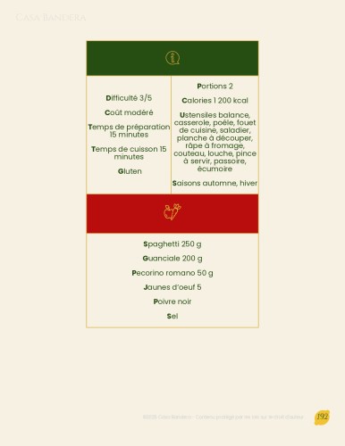 Extrait du livre de cuisine italienne de Casa Bandera 2