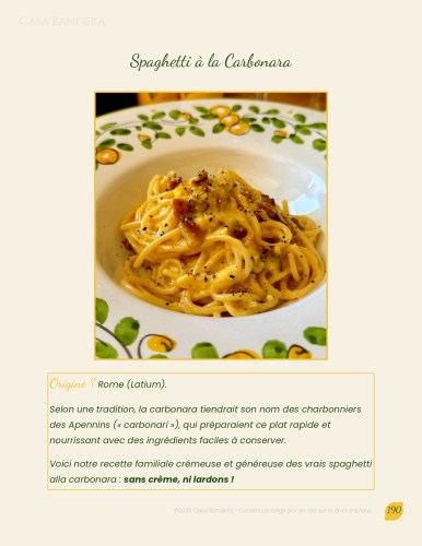 Extrait de la recette de carbonara - page 1